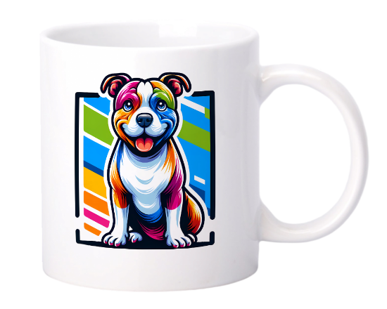 Obrazek Kubek  biały rainbow amstaff, 330 ml